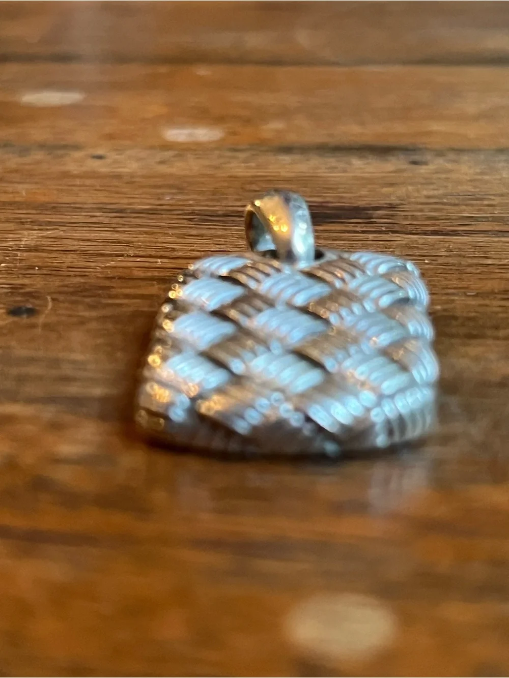 David Yurman Sterling Silver Woven Rectangle Pendant - Silver